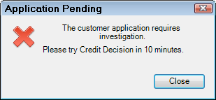 The application pending message